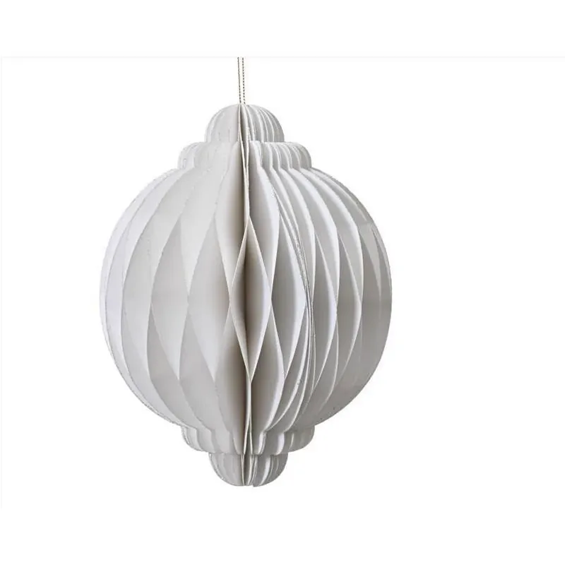 6‑Inch White Paper Onion Holiday Ornament – Festive Decoris Décor