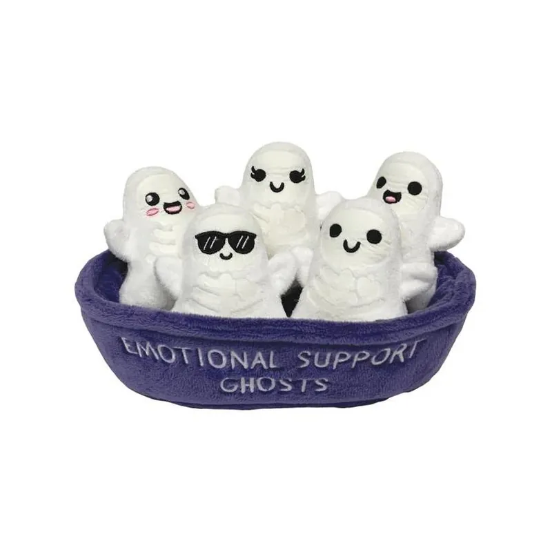 Blue & White Emotional Support Ghost Plush – Soft Cuddly Comfort Toy For Kids 6+