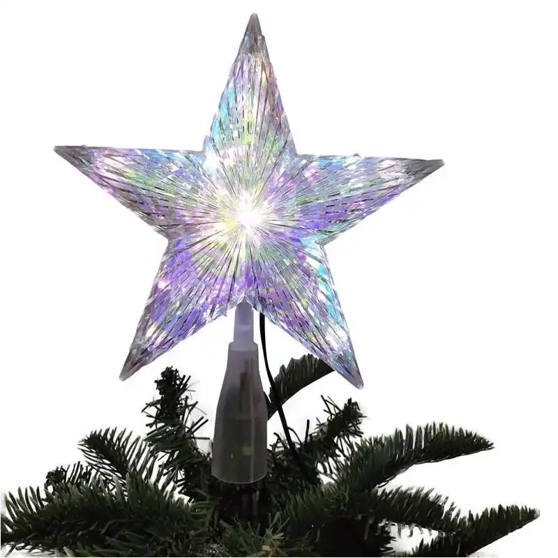 Celebrations 8.25" LED Warm White Star Tree Topper – Plug‑In Holiday Décor