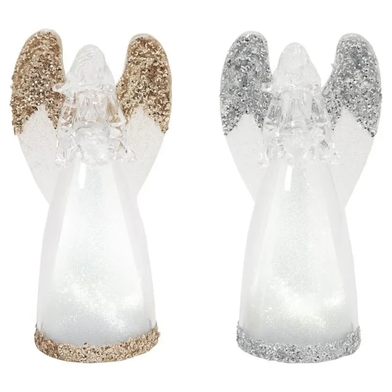7‑inch Gold & Silver Angel Water Globe – LED Lighted Spinning Table Décor