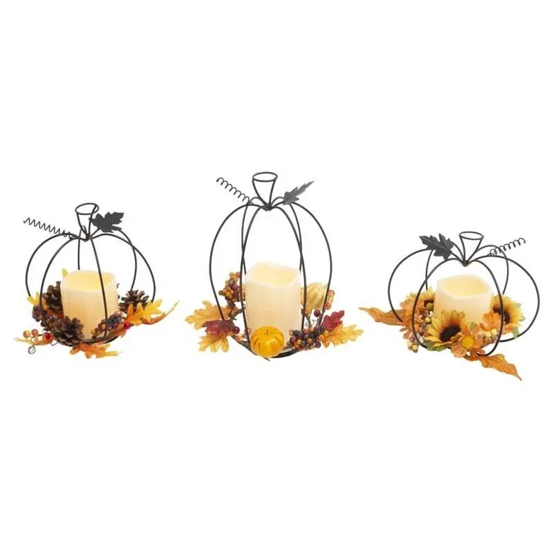 Gerson 9‑Inch Harvest Pumpkin With LED Candle – Autumn Home Décor