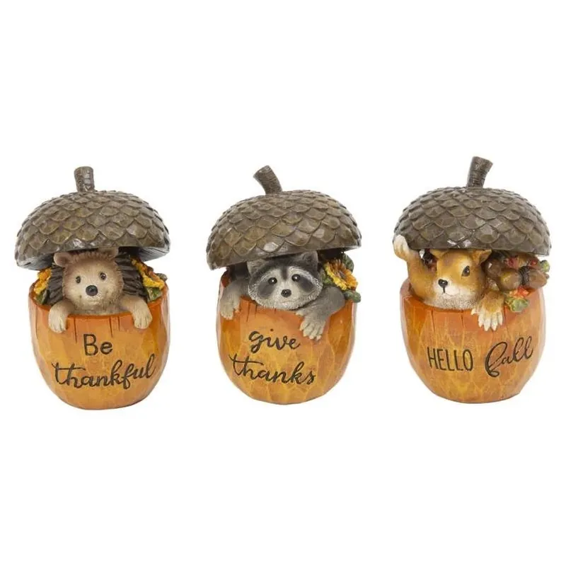 Gerson 5‑Inch Harvest Acorn Woodland Critters – Autumn Seasonal Decor Accent