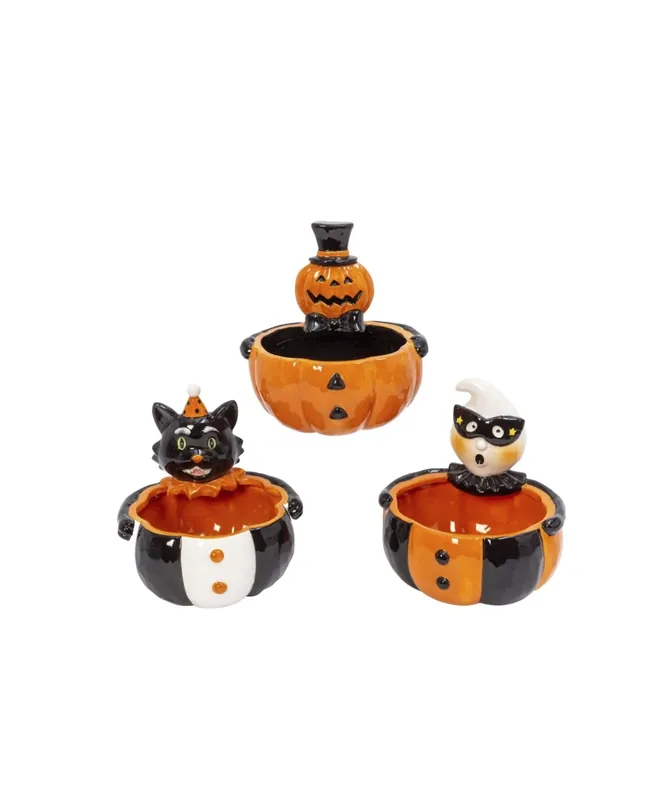 Gerson International 6.6 In. Dolomite Halloween Candy Bowl Set Of 3