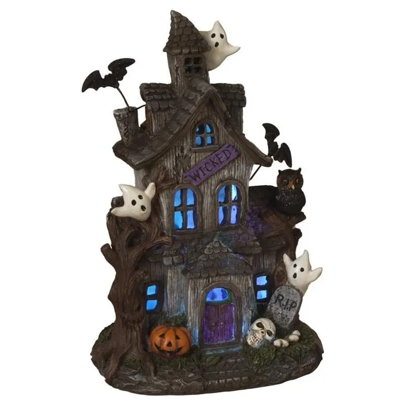 Gerson 12‑Inch Haunted House Decoration For Halloween – Spooky Indoor/Outdoor Accent