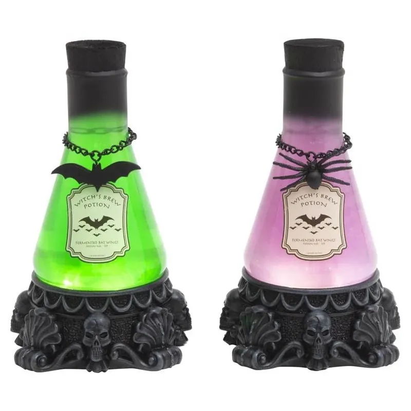 Gerson 8‑inch Spinning Lighted Potion Bottle Water Globe – Halloween Décor