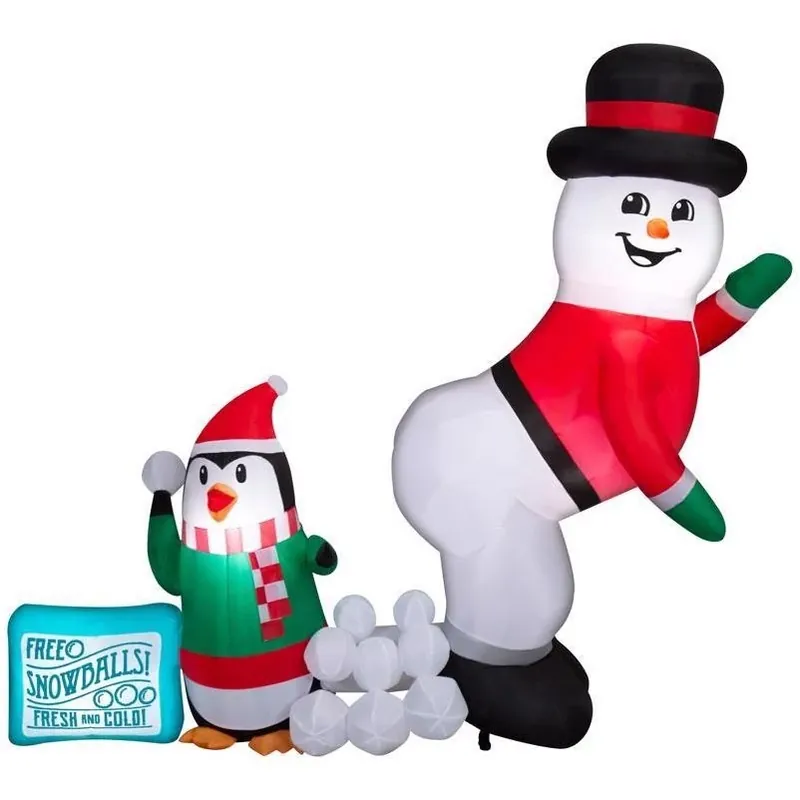 6-Foot LED Inflatable Snowman With Humorous Holiday Scene – Gemmy Airblown