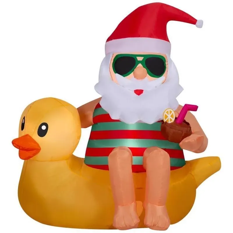5‑Foot LED Inflatable Santa On A Duck – Gemmy Airblown Holiday Decoration