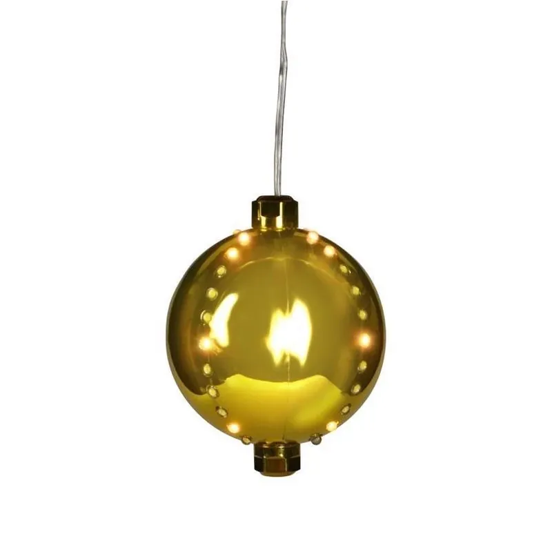 Gold LED Snowfall Hanging Ornament – 4‑Inch Festive Décor