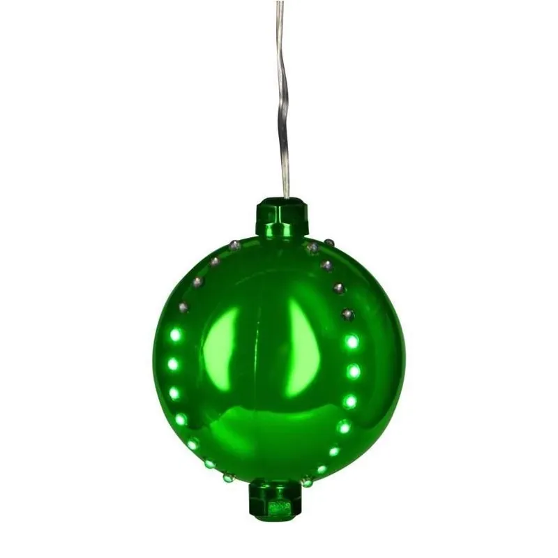 Green LED Snowfall Hanging Ornament – 4‑Inch Plug‑In Décor
