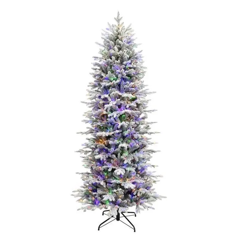 Holiday Bright Lights 7½‑Foot Slim LED Emerald Pine Sparkle Artificial Christmas Tree – 1250 Multicolored Lights