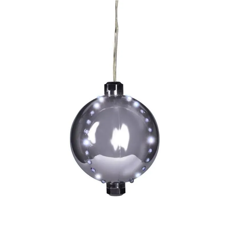Silver Snowfall LED Ornament – 4‑Inch Plug‑In Hanging Decoration