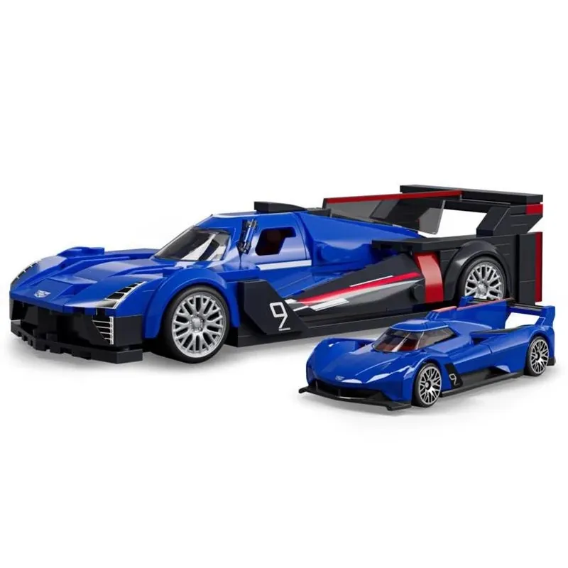 Hot Wheels Brick Shop Speed Series Cadillac Project GTP Hypercar Building Kit – 236‑Piece Blue & Red Set