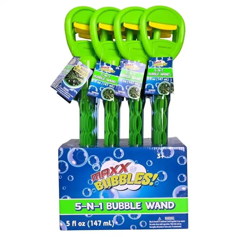 Maxx Bubbles Green 5‑in‑1 Bubble Wand – Multi‑Fun Bubble Maker For Kids
