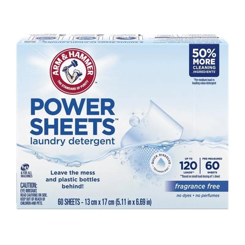 Arm & Hammer Unscented Laundry Detergent Sheets – 60 Count (120 Loads)
