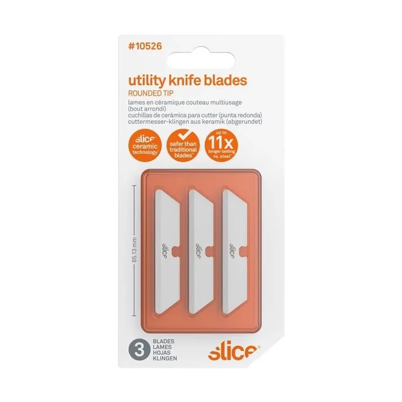 Slice Ceramic Rounded‑Tip Utility Blades – 0.47" Width, 2.56" Length, Pack Of 3