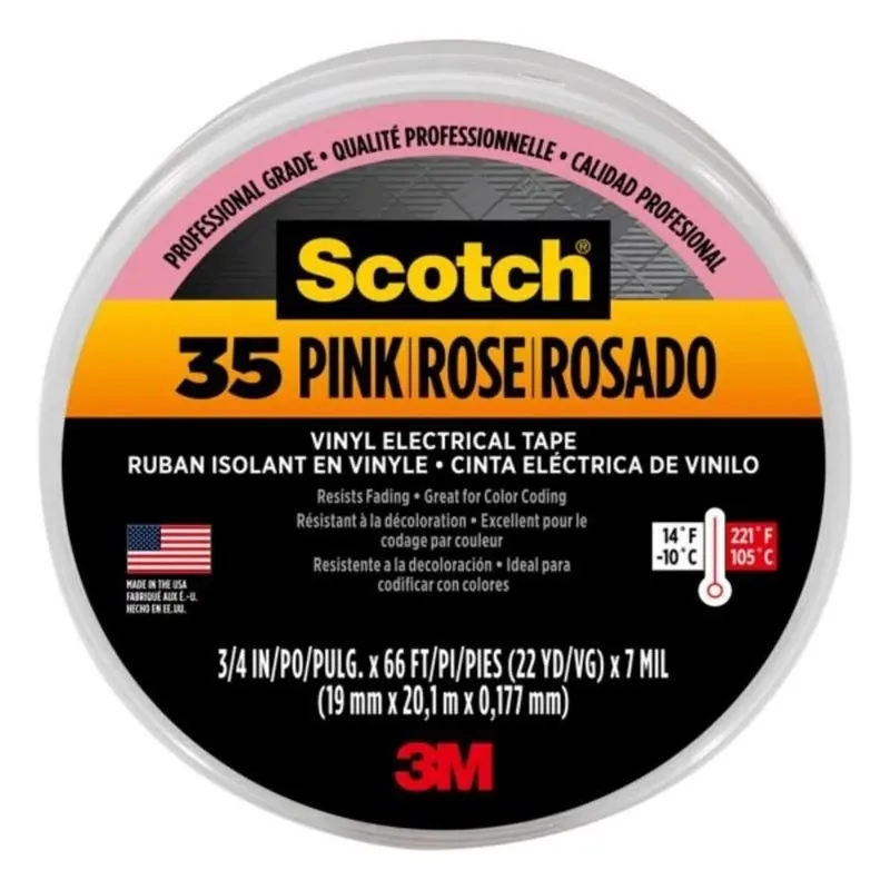 Scotch Pink Vinyl Electrical Tape – Flame‑Resistant, Weather‑Proof Insulation