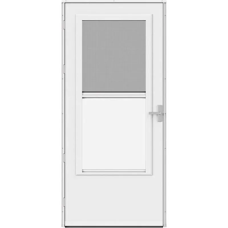 Larson White Solid Wood Mid‑View Reversible Storm Door – 81" × 32" With Built‑In Keyed Lock