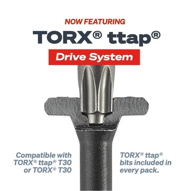 FastenMaster Headlok 2‑Pack Torx T‑Tap Carded Bits – Indoor/Outdoor Fastening Set