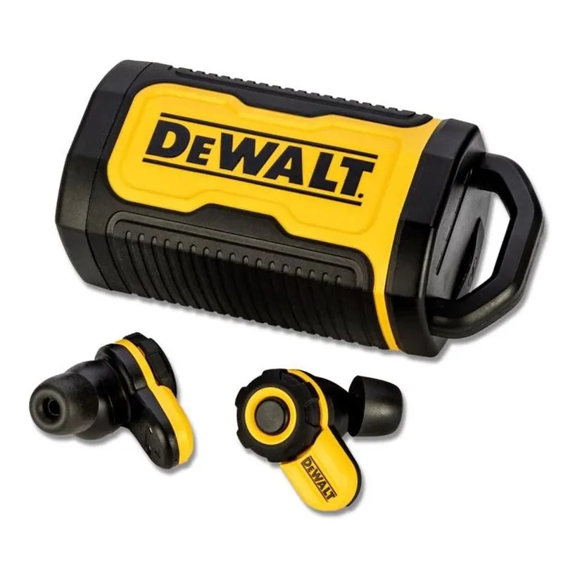 DEWALT Pro‑X2 Wireless ANC Earbuds – 38 dB Noise Reduction, Li‑Ion Power & Charging Case