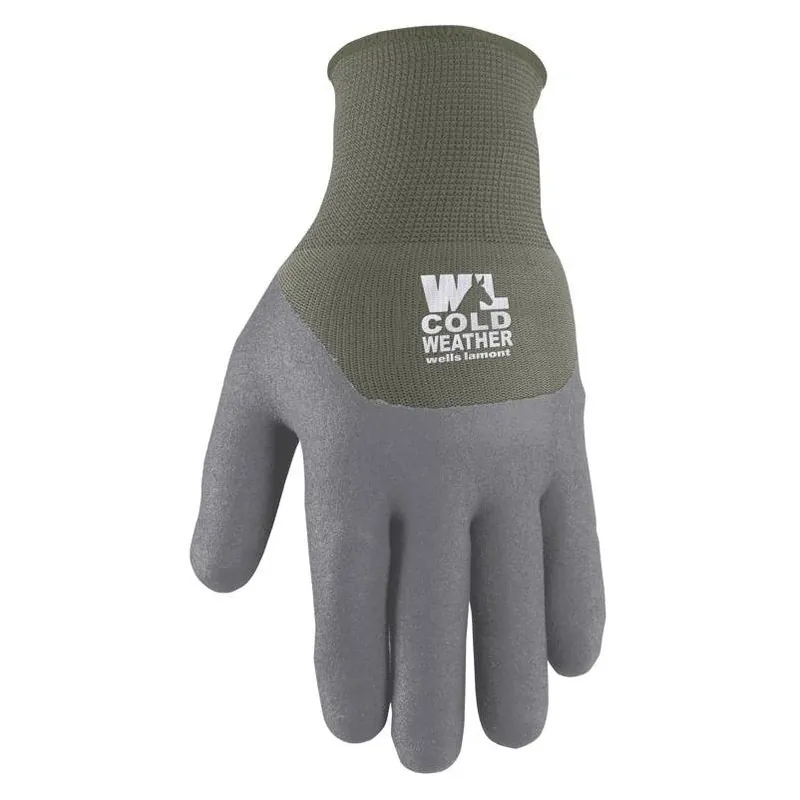 Wells Lamont Women‘s Insulated Cold‑Weather Work Gloves – Gray/Green, Size S