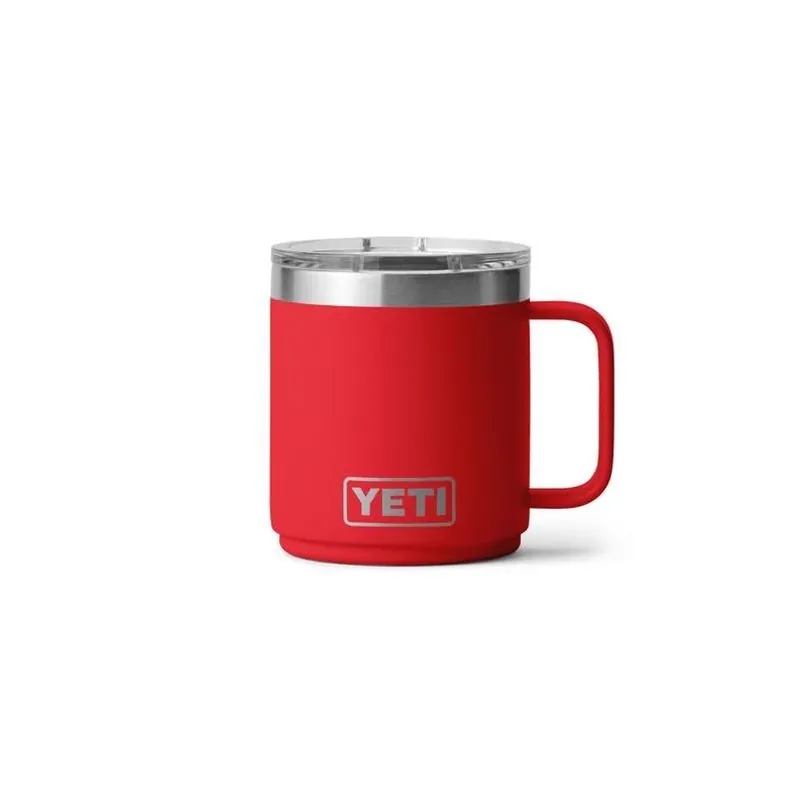 YETI Rambler 10‑oz Rescue Red Ceramic‑Lined Stackable Mug With Magnetic Slider Lid – BPA‑Free