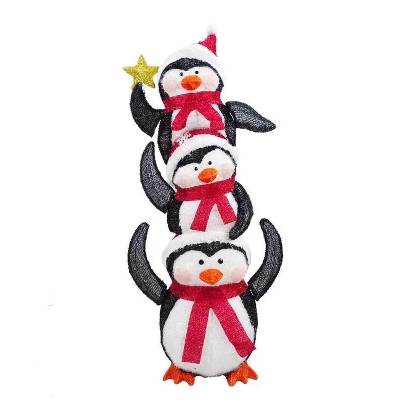 Alpine LED 3D Penguin Yard Decoration – 74‑Inch Lighted Outdoor Sculpture