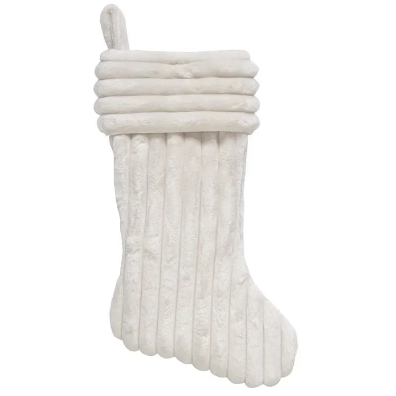 Ivory Corduroy 20‑Inch Christmas Stocking – Dyno Holiday Décor