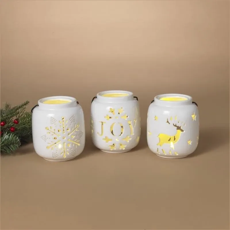 Gerson 5‑inch White Battery‑Operated Lighted Holiday Lantern – Festive Décor Accent