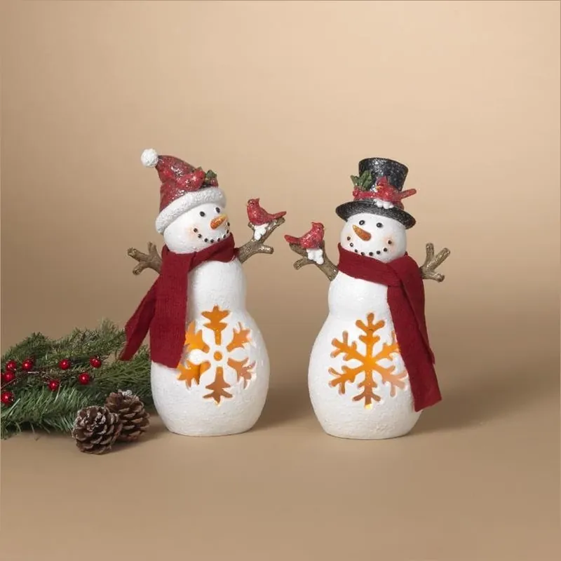 Gerson 11‑Inch Multicolor Lighted Holiday Snowman Table Ornament