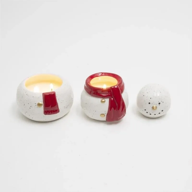 Gerson 8‑Inch White & Red Snowman Christmas Scented Wax Candle
