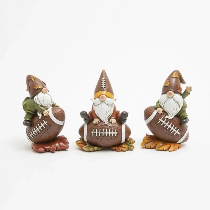 Gerson 5‑Inch Harvest Gnome Football Yard Ornament – Rustic Fall Garden Décor