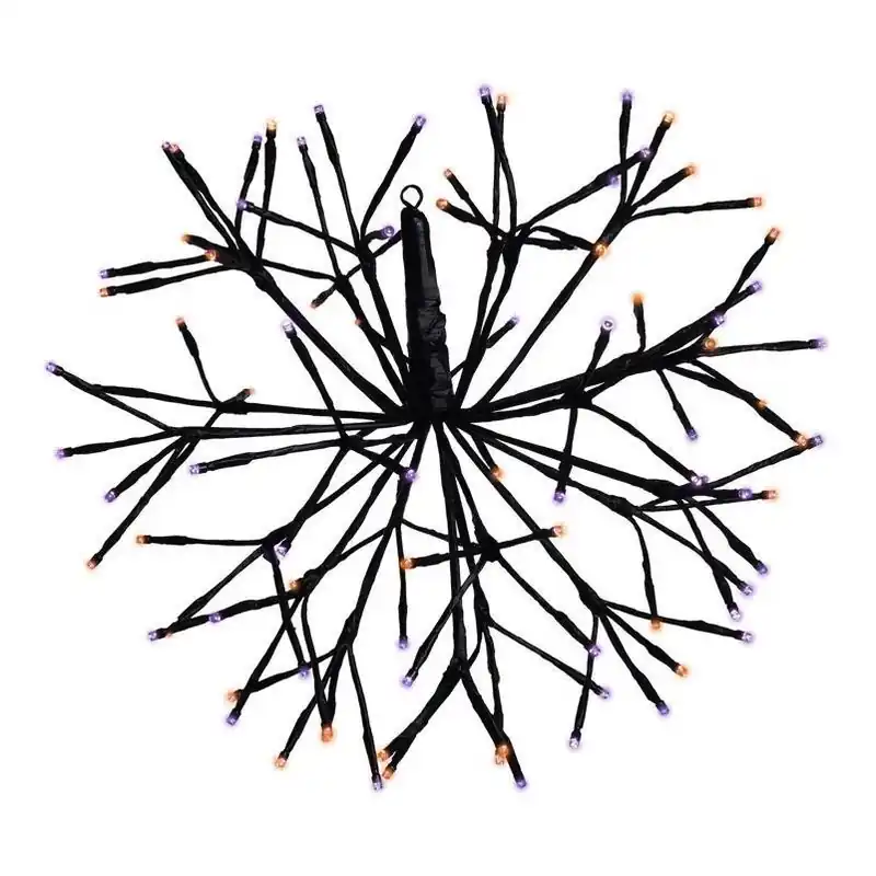 Celebrations 16‑Inch Orange & Purple LED Pre‑Lit Shimmering Sphere – 3D Halloween Decoration