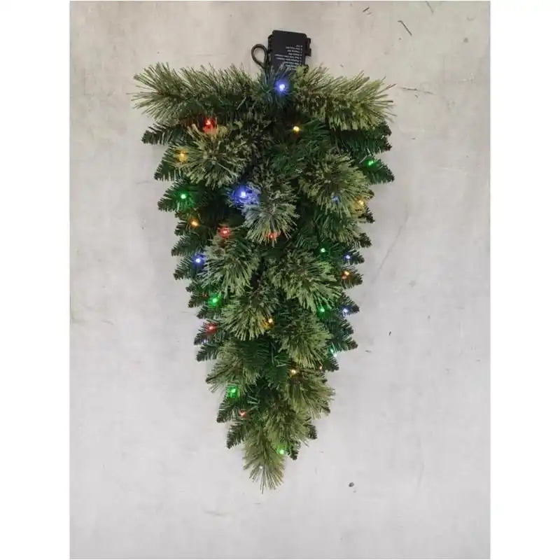Celebrations 2‑Foot LED Pre‑Lit Mixed Pine Teardrop Garland – Multicolor & Warm White