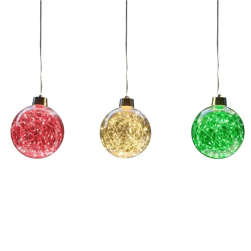 Celebrations LED RGWW 6‑Inch Globe Ornament – Triple Pack