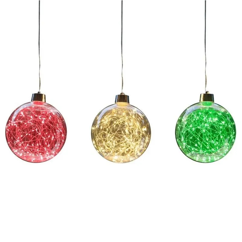 Celebrations LED RGWW 8‑Inch Globe Ornament – Set Of 3 Hanging Décor
