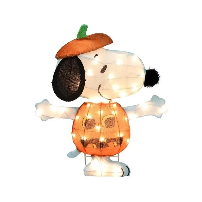 Peanuts 24‑Inch Pre‑Lit Snoopy Jack‑O‑Lantern Yard Decoration