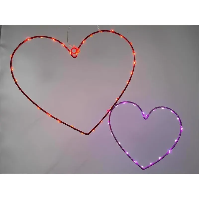 Celebrations Double‑Heart Metal Silhouette Window Light – Indoor & Outdoor Décor