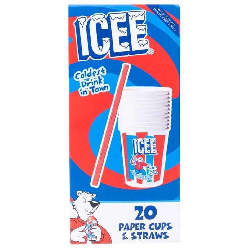 ICEE Multicolored Paper Cup & Straw – Single Pack