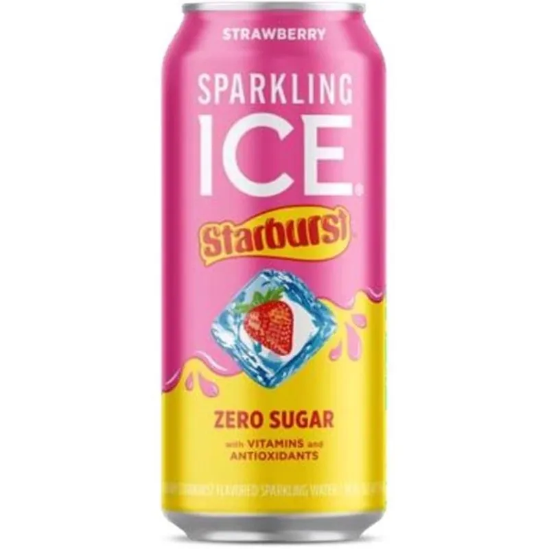 Sparkling Ice Starburst Strawberry Sparkling Water – 16 oz Can