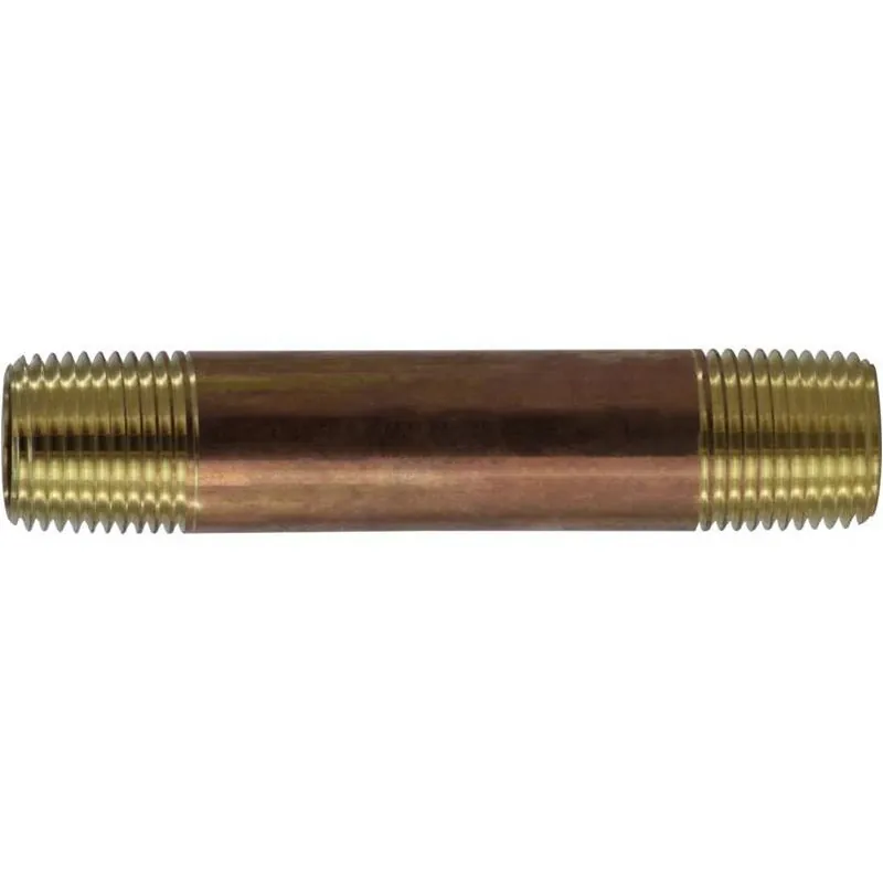 Anderson Metals 3/8" MPT Red Brass Close Nipple – 1" Lead‑Free Pipe Fitting