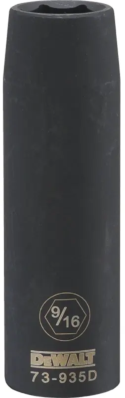 SAE Deep Impact Socket, 6-Point, Black Oxide, 1/2 In. Drive, 9/16 In.