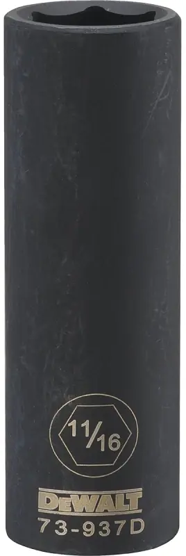 SAE Deep Impact Socket, 6-Point, Black Oxide, 1/2 In. Drive, 11/16-In