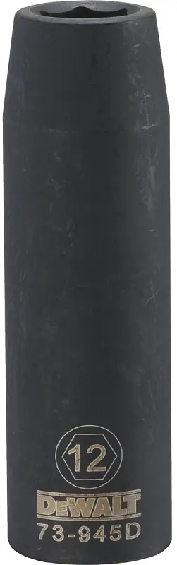 Metric Deep Impact Socket, 6-Point, Black Oxide, 1/2 In. Drive, 12mm