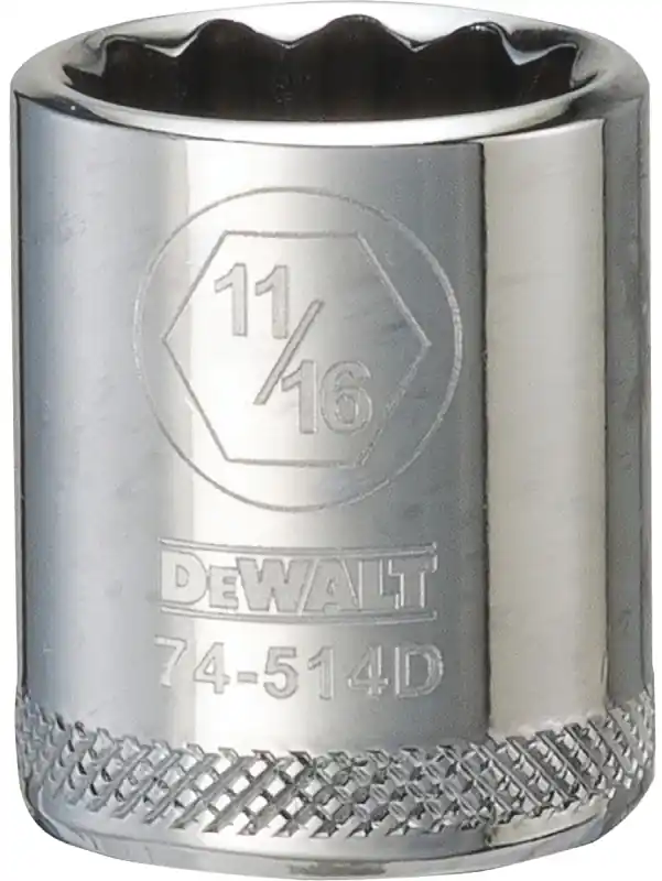 SAE Socket, Shallow, 12-Point, 11/16 In., 3/8 In. Drive