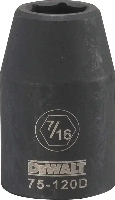 SAE Impact Socket, 6-Point, Black Oxide, 1/2 In. Drive, 7/16 In.