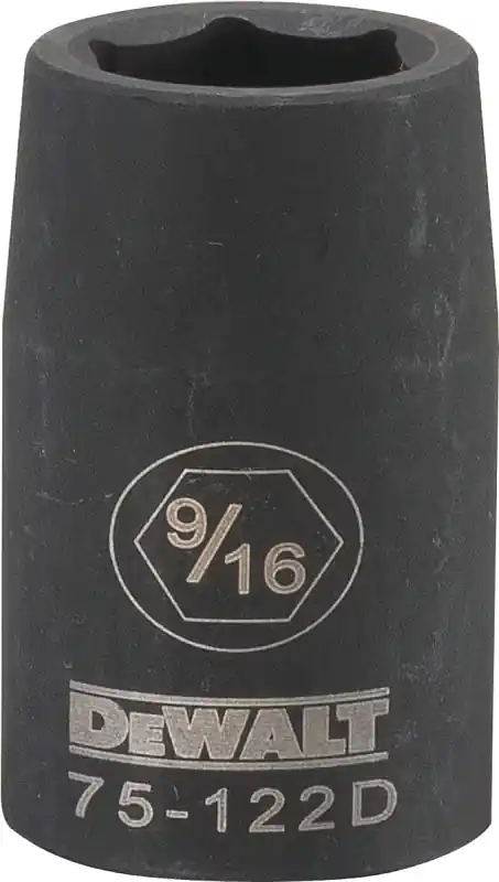 SAE Impact Socket, 6-Point, Black Oxide, 1/2 In. Drive, 9/16 In.