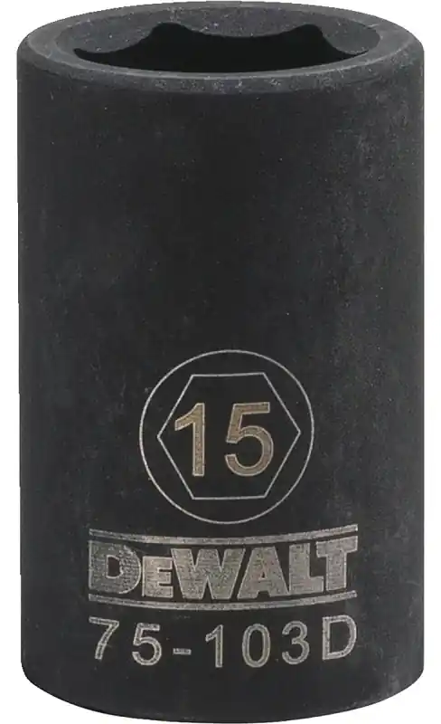 Metric Impact Socket, 6-Point, Black Oxide, 1/2 In. Drive, 15mm