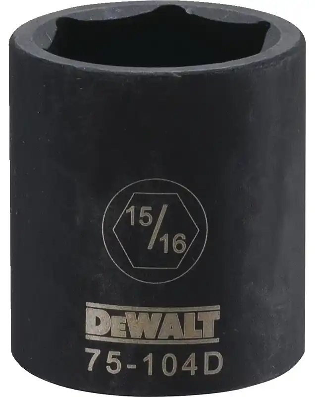 SAE Impact Socket, 6-Point, Black Oxide, 1/2 In. Drive, 15/16 In.