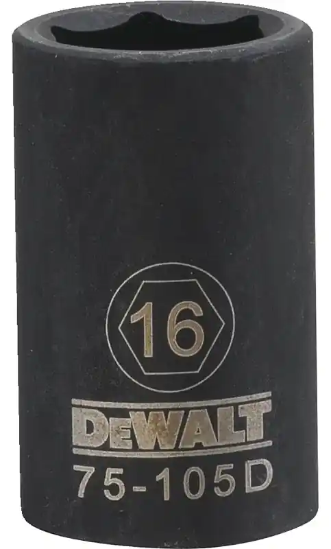 Metric Impact Socket, 6-Point, Black Oxide, 1/2 In. Drive, 16mm