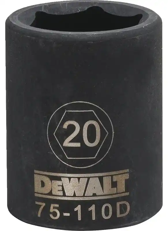 Metric Impact Socket, 6-Point, Black Oxide, 1/2 In. Drive, 20mm